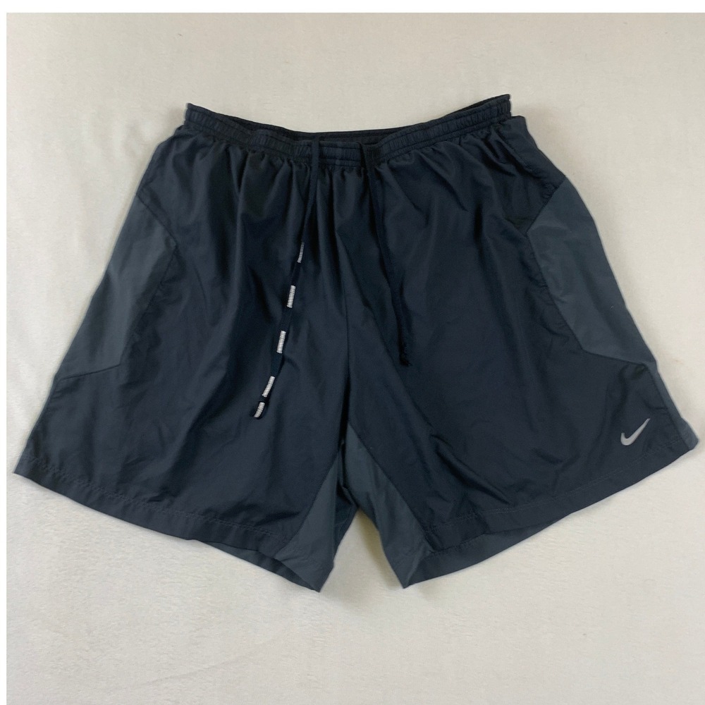 Nike Dri-FIT Mens Running Shorts Black Grey XL 404646-011 5 Inch Inseam